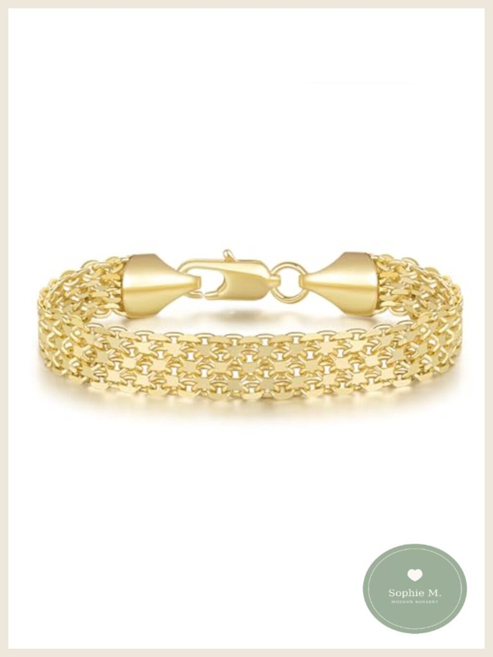 14K Gold Plated Chain Bracelet Stack Mesh Link Non Tarnish Women
